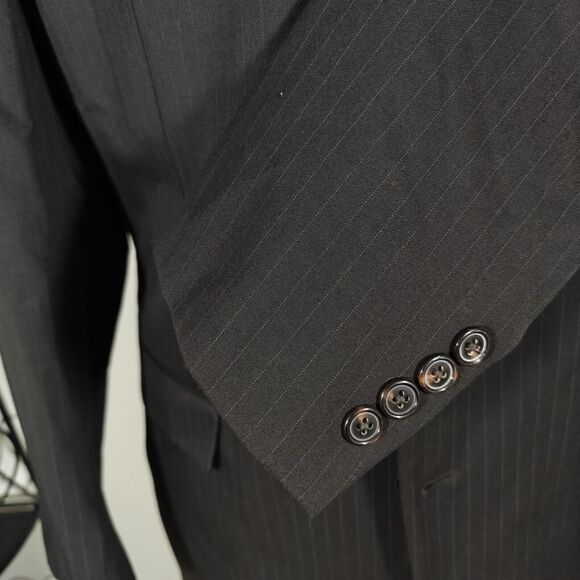 Van Heusen Men's 2PC Suit & Pant Brown Striped Poly Blend Size 42L / 34x32 - Picture 10 of 16